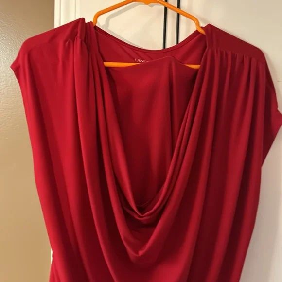 Red sleeveless cowl top. - Picture 2 of 5